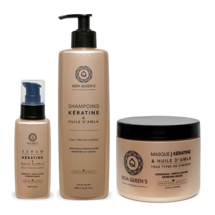 Shampooing Et Après-shampooing Kera Queen's Trio - à La Kératine Et Macadamia, Sans Sulfate Ni Parabène, 500 Ml