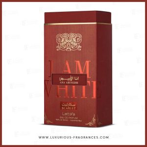 boite Ana Abiyedh Scarlet de Lattafa - Eau de parfum mixte irrésistible - 60 ml