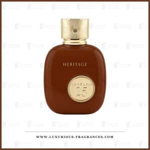 Flacon marron de 25 Heritage de Khadlaj, eau de parfum mixte 100 ml a medaillon dore