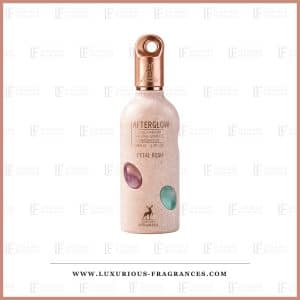 Flacon rose poudre a cabochons de Afterglow Petal Rush de Maison Alhambra, eau de parfum feminine 100 ml