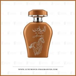 Miedziana buteleczka z motywem galopującego konia Al Faris Arabe d’Arabiyat Prestige, woda perfumowana unisex 100 ml