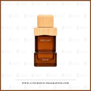 Flacon ambre a capot de bois clair de Brulant de Rave, eau de parfum mixte 100 ml