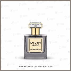 Flakon „Divin Musc“ von French Avenue, Eau de Parfum für Damen und Herren, 100 ml, in rauchfarbenem Glas mit einem mit Kristallen besetzten Verschluss