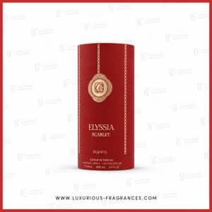 Rote, zylindrische Verpackung von „Elyssia Scarlet“ von Riiffs, Parfümkonzentrat 100 ml
