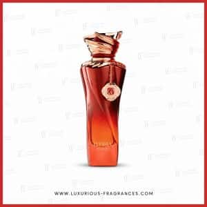 Elyssia Scarlet-Flakon von Riiffs, Parfüm-Extrakt für Damen, 100 ml, scharlachrot, gedrehtes Design mit kupferfarbenem Verschluss