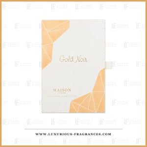 Biało-pomarańczowe opakowanie „Gold Noir” marki Maison Asrar, woda perfumowana unisex 110 ml