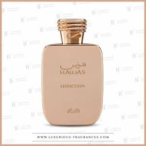 Flakon „Hawas Addiction“ von Rasasi, Eau de Parfum für Damen und Herren, 100 ml, nude-rosa Flakon
