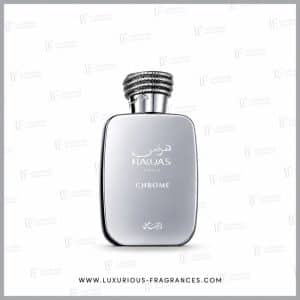 Verchromter Flakon „Hawas Chrome for Him“ von Rasasi, Eau de Parfum für Herren, 100 ml