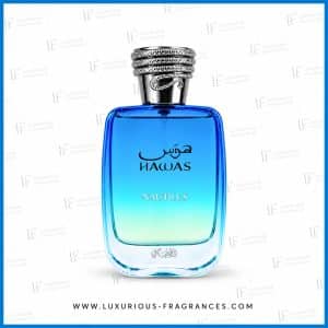 Flakon „Hawas Nautilus“ von Rasasi, Eau de Parfum für Herren, 100 ml, in Ozeanblau-Farbverlauf