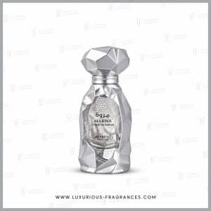 Marwa-Flakon von Arabiyat Prestige, Parfüm-Extrakt für Herren, 60 ml, facettierter silberner Stein