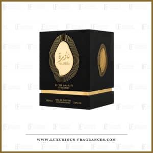 Coffret noir et dore Nadira de Niche Emarati Perfumes, eau de parfum mixte 100 ml