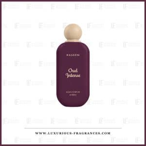 Oud Intense fra Naseem i en flaske formet som en blommefarvet sten, alkoholfri eau de parfum til både mænd og kvinder, 100 ml