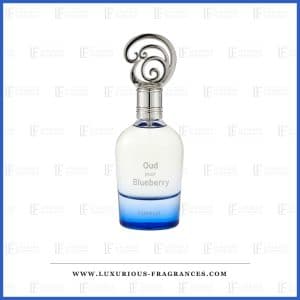 Weiß-blauer Flakon „Oud Pour Blueberry“ von Khadlaj, Eau de Parfum für Damen und Herren, 100 ml