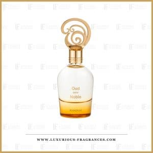 Biało-bursztynowa buteleczka perfum „Oud Pour Noble” marki Khadlaj, woda perfumowana dla kobiet i mężczyzn, 100 ml