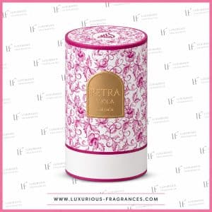Coffret Petra Viola Lattafa eau de parfum 100 ml boite cylindrique fleurie magenta