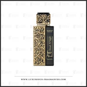 Flacon noir a resille doree de Qissat Al Najah Kiamichi d Arabiyat Prestige, eau de parfum masculine 100 ml