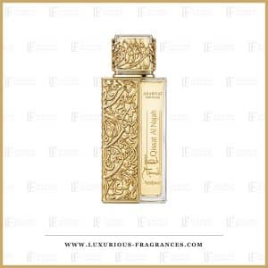 Przezroczyste opakowanie z złotą siateczką marki Qissat Al Najah Nedawi z linii Arabiyat Prestige, woda perfumowana unisex 100 ml