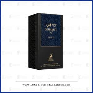 Sort og mørkeblå gaveæske med Summit Elixir fra Maison Alhambra, parfume til mænd, 100 ml