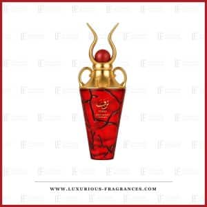Flacon amphore rouge de Taraf de Niche Emarati Perfumes, eau de parfum feminine 100 ml