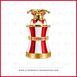 Flacon raye rouge et blanc de The Show Magnifique de Paris Corner, eau de parfum feminine 100 ml