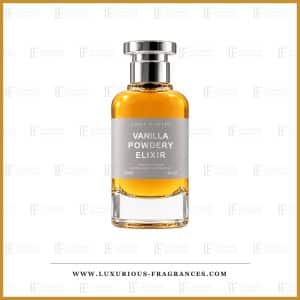 Flacon cylindrique de Vanilla Powdery Elixir de Loui Martin, extrait de parfum mixte 100 ml