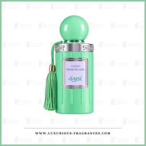 Yummy Pistachio Oud Sapil Eau de Parfum-Flakon, 100 ml, pistaziengrün mit Quast