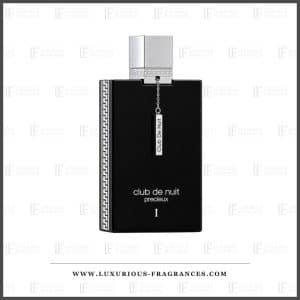 Flacon Club de Nuit Precieux I d Armaf extrait de parfum 55 ml pave noir bande argentee a grecques