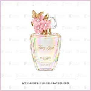 „Maison Asrar“ kvepalų „Fairyland“ buteliukas, unisex kvepalų vanduo, 100 ml, perlamutrinio stiklo buteliukas su šviesiai rožiniu gėlių motyvuotu kamščiu