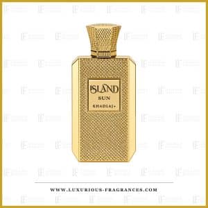Parfümflakon „Island Sun“ von Khadlaj, Unisex-Parfümkonzentrat, 100 ml, vergoldeter Flakon mit Wabenmuster