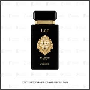 Flacon Leo de Maison Asrar eau de parfum 100 ml noir laque tete de lion doree en relief