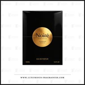 Darčeková sada parfumu Noire Absolu od Arabiyat Prestige, čierne lakované puzdro s veľkým pozláteným diskom