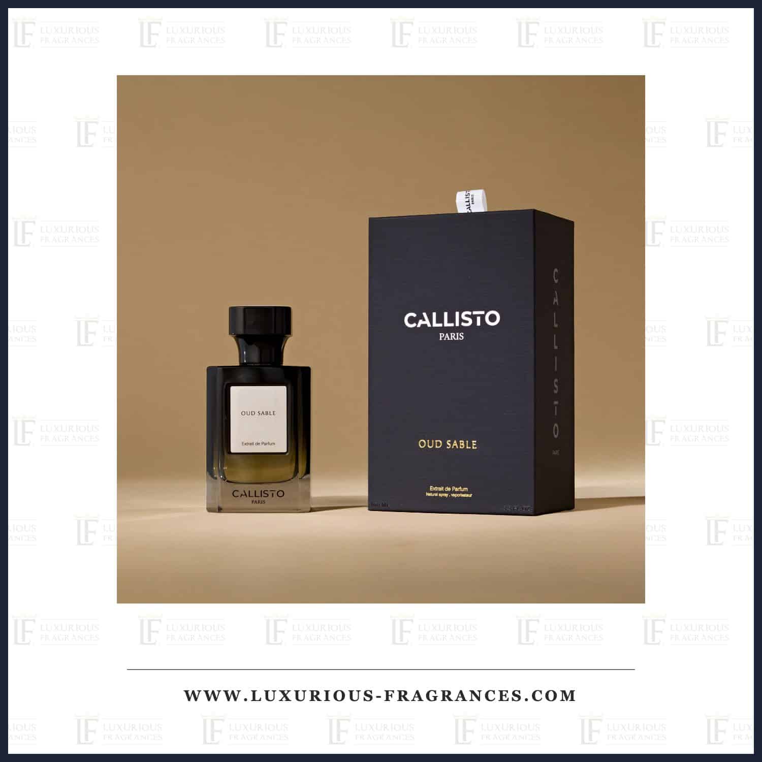 Coffret et flacon dâOud Sable de Callisto Paris, extrait de parfum 100 ml