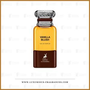 Flakon „Vanilla Blush“ von Maison Alhambra, Eau de Parfum 80 ml, aus bernsteinfarbenem und schokoladenbraunem Glas mit einem silbernen, ziselierten Verschluss